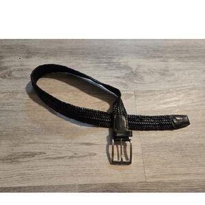 OfficinArtigiana Leather Belt Made In Italy Mens Size 32 Leather Braided Black